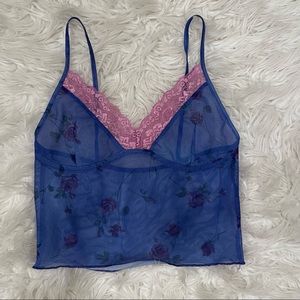 Motel Rocks Yenika Crop Top In Lilac Rose With Lilac Lace